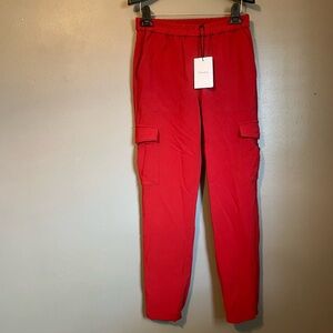 NWT Theory Sz 00 Women’s Northsound Admiral Crepe Red Oak Cargo Pants Ret $325!